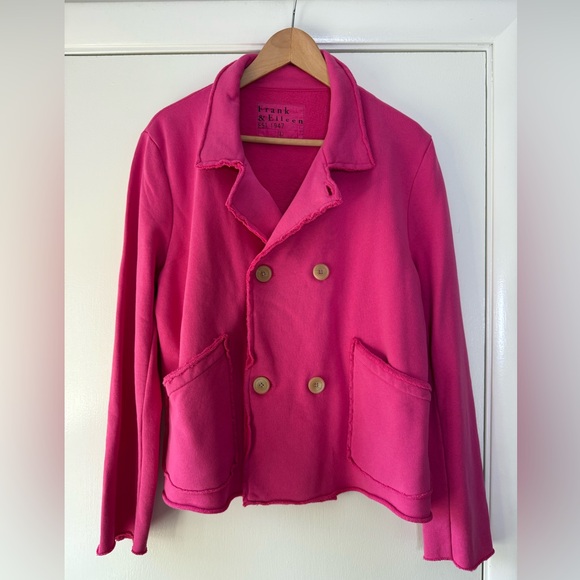 New! Frank & Eileen Mini Belfast Cardigan Soft Blazer Triple Fleece Rose Pink L - Picture 2 of 9